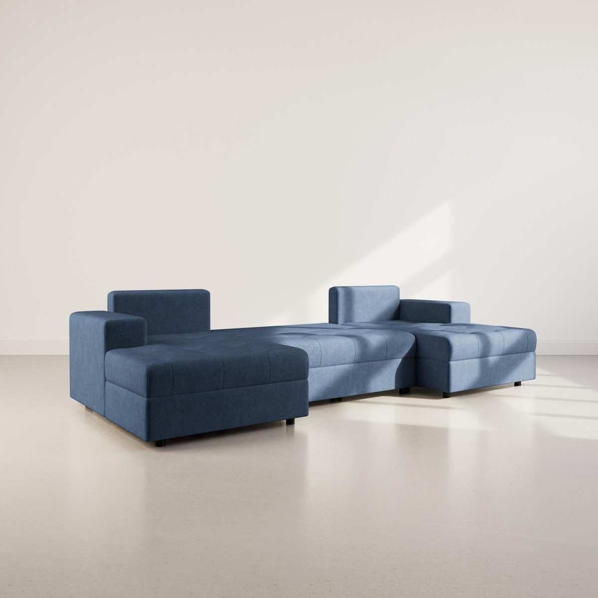 BEST MOBILIER Bastian - canapé panoramique en u 7 places convertible avec coffre en velours texturé