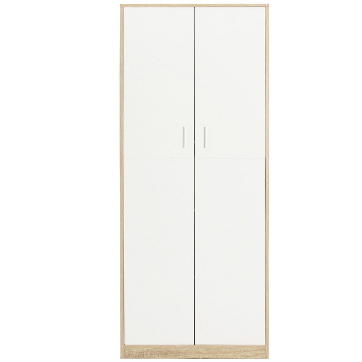ID MARKET Armoire de bureau 190 cm multifonction MARIA bois et blanc 2 portes 4 étagères
