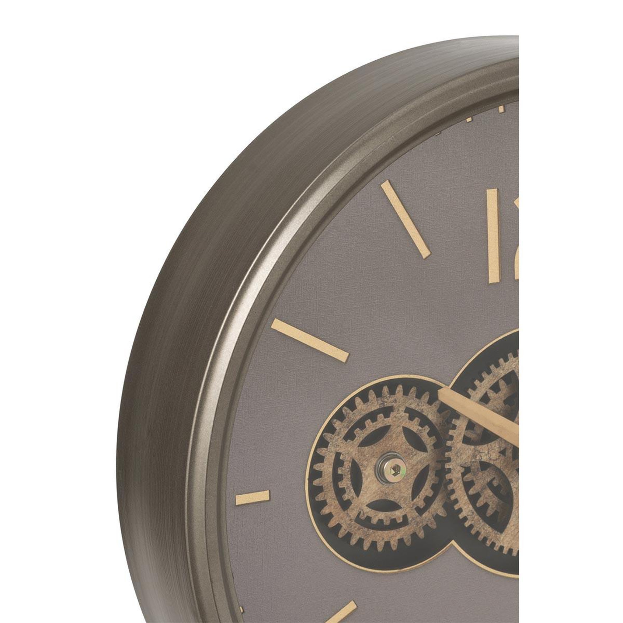 Voir la diapositive 2 : J-LINE Horloge murale engrenage  plum  39cm gris