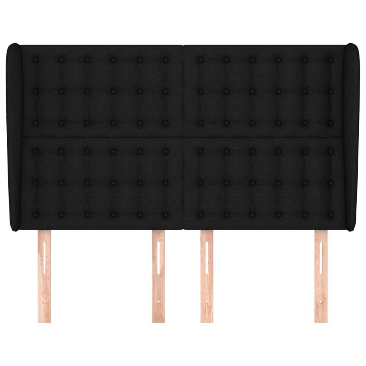 VIDAXL Tete de lit avec oreilles Noir 147x23x118/128 cm Tissu