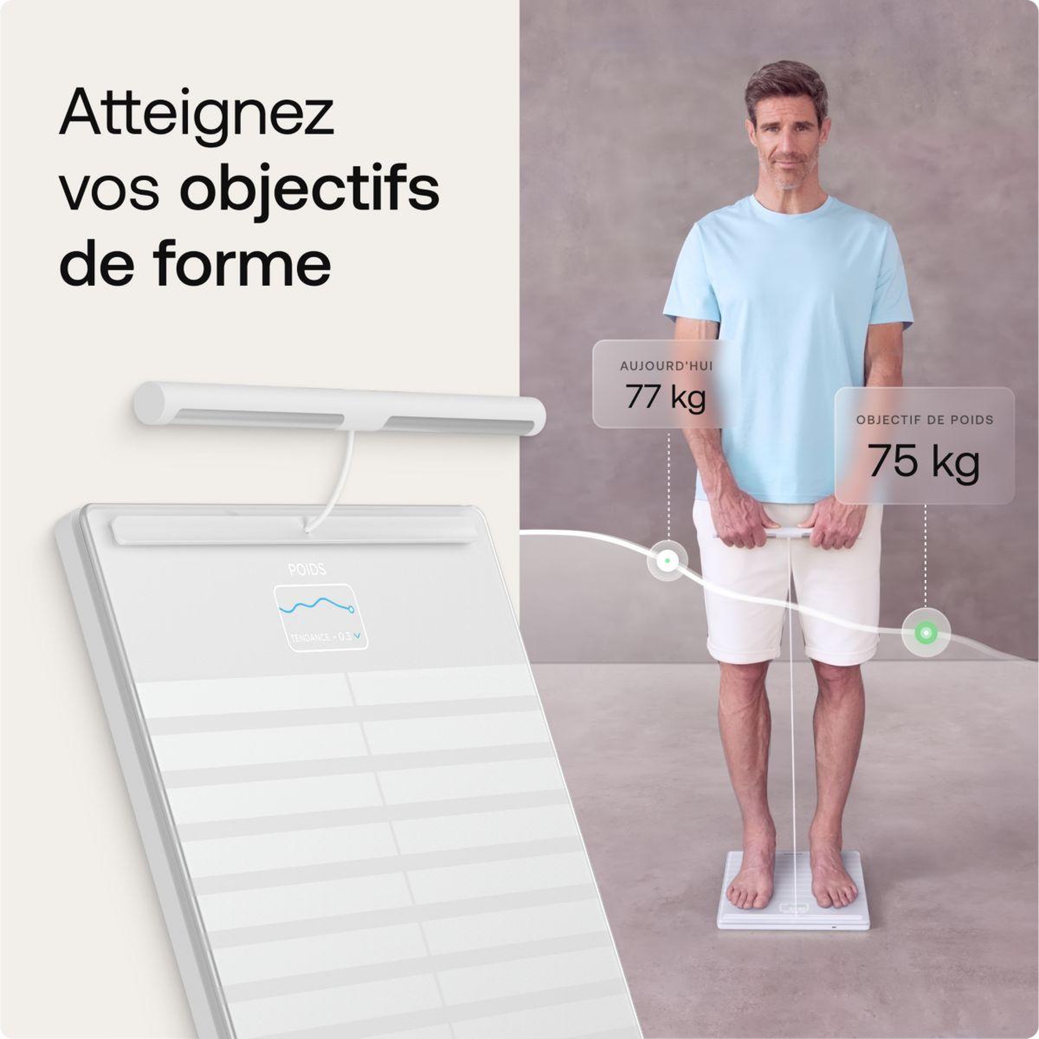 Voir la diapositive 2 : WITHINGS Pèse personne connecté body scan blanche