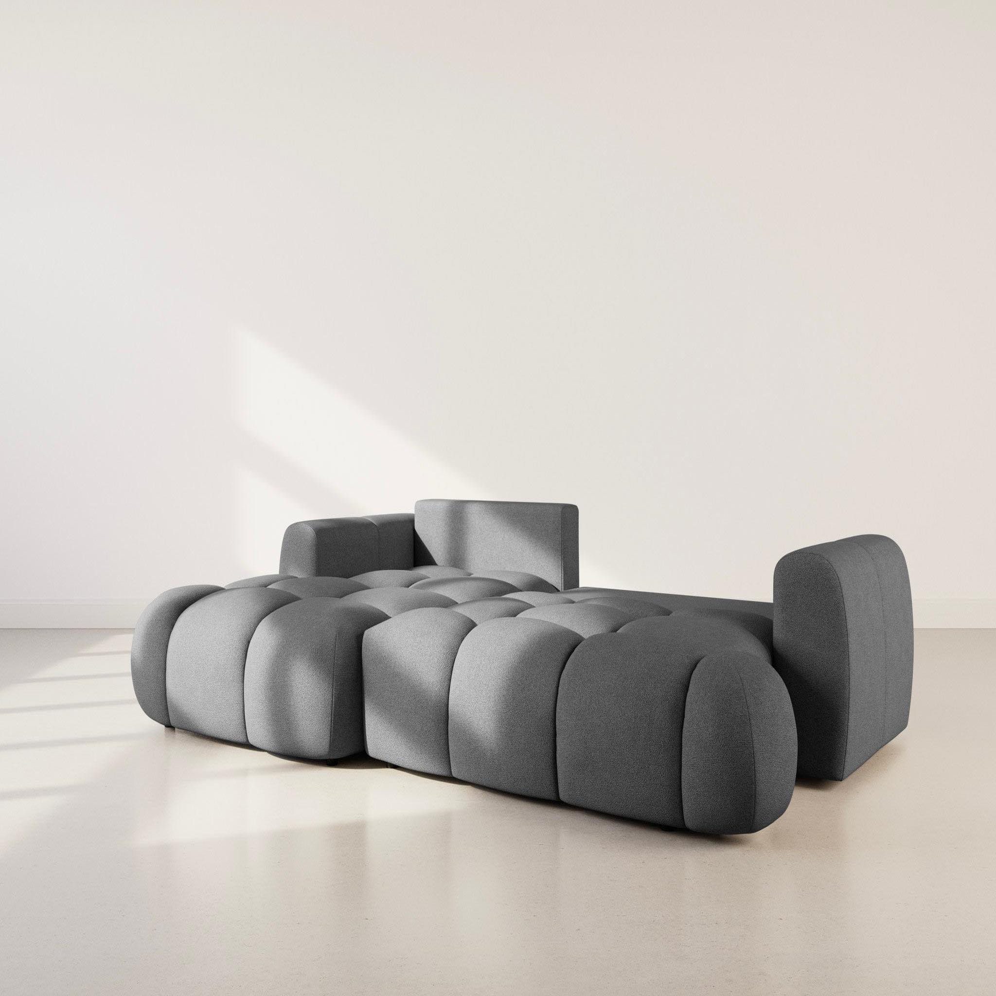 Voir la diapositive 4 : BEST MOBILIER Yulin - canapé d'angle gauche 4 places convertible avec coffre en tissu bouclette