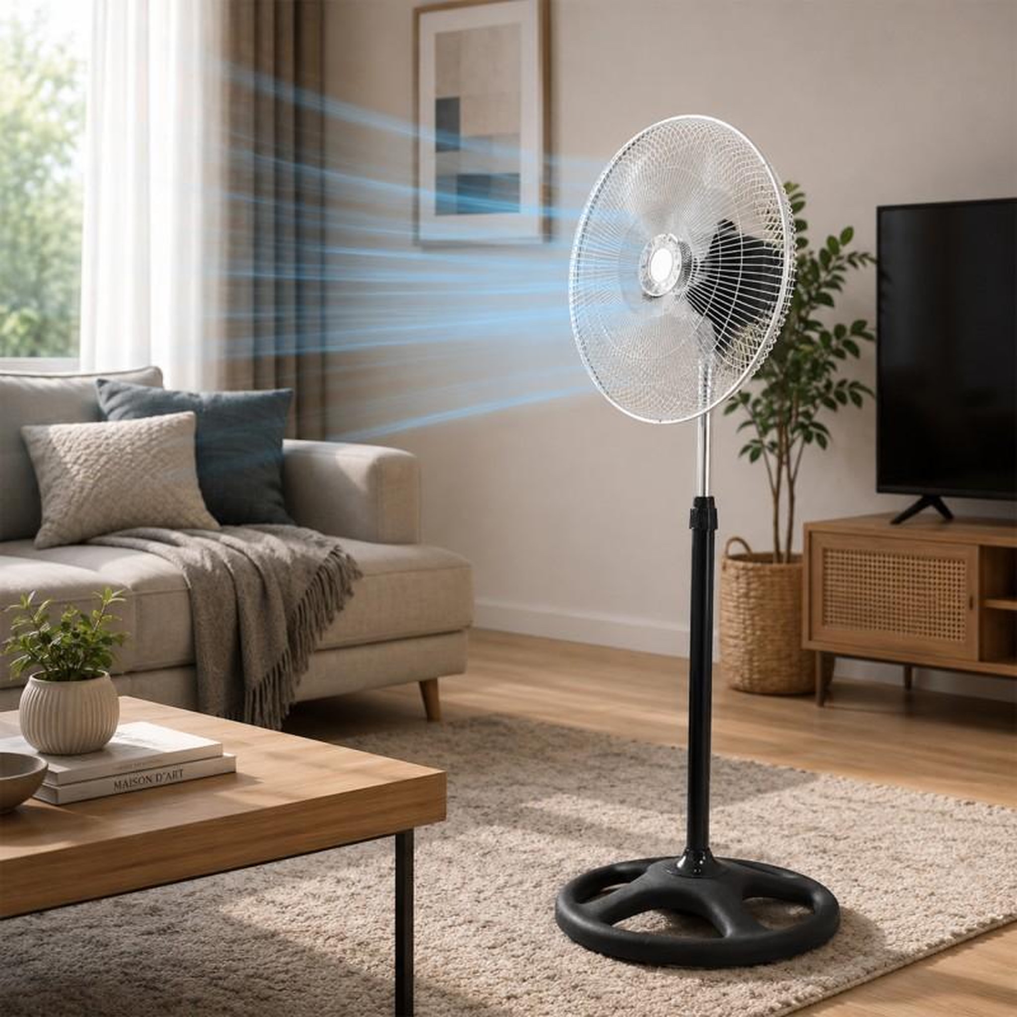 Voir la diapositive 3 : Ventilateur Modulable 3-en-1 (pied, Bureau, Sol) 45 Cm – Métal 55w
