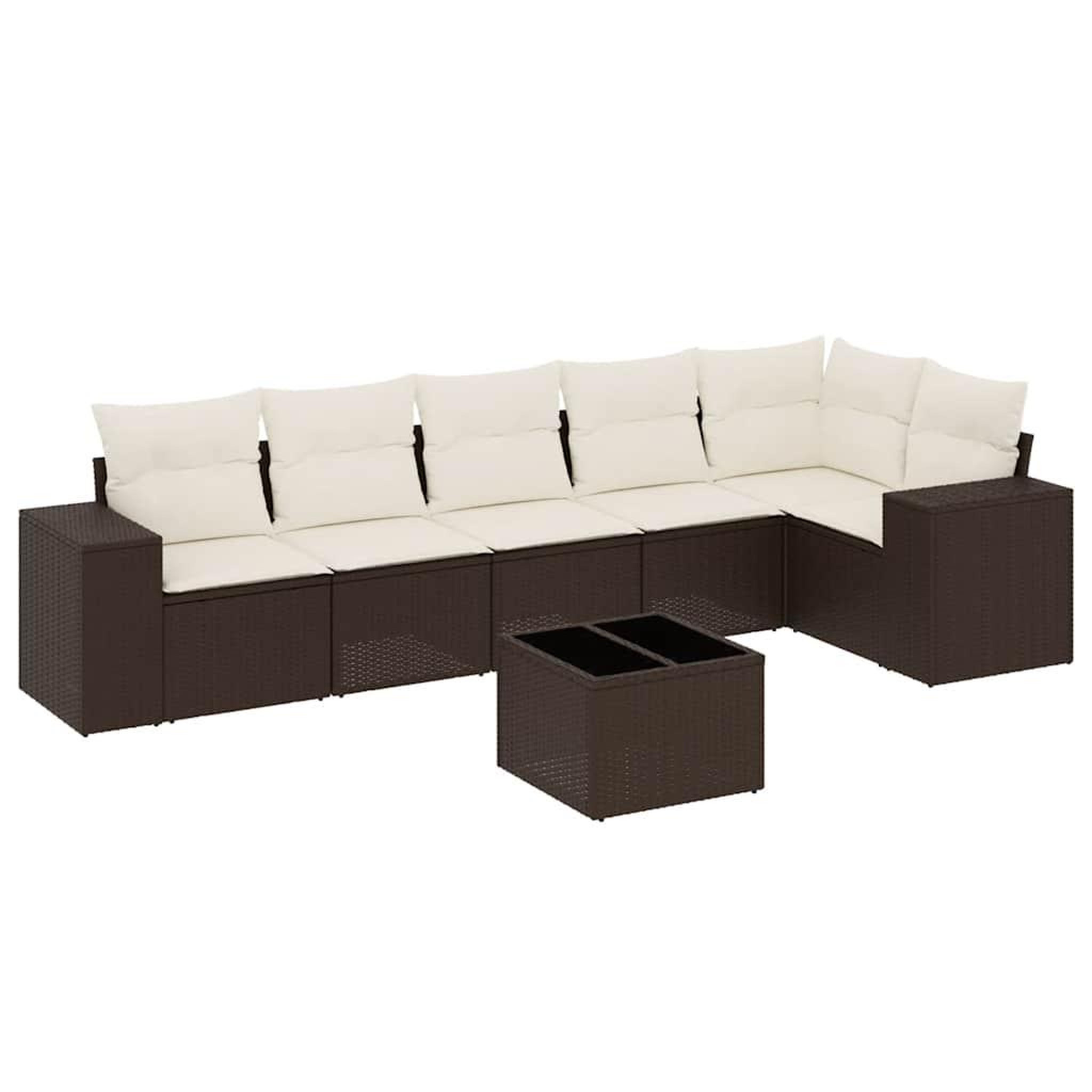 Voir la diapositive 2 : VIDAXL Salon de jardin avec coussins 7 pcs marron resine tressee