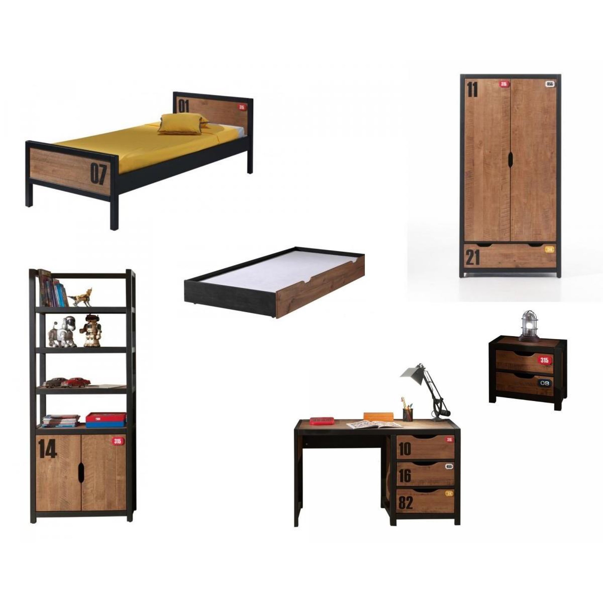 Voir la diapositive 1 : Vipack Ensemble de meubles 'Alex' bureau et armoire 2 portes