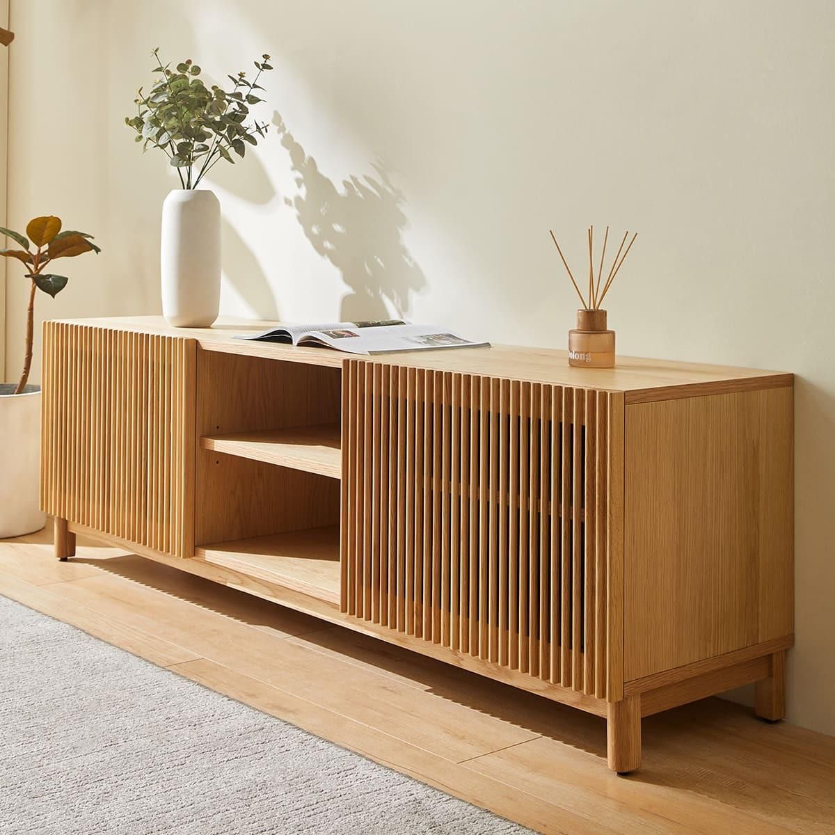 HOMIFAB Meuble TV 2 portes en bois 160 cm - Umea