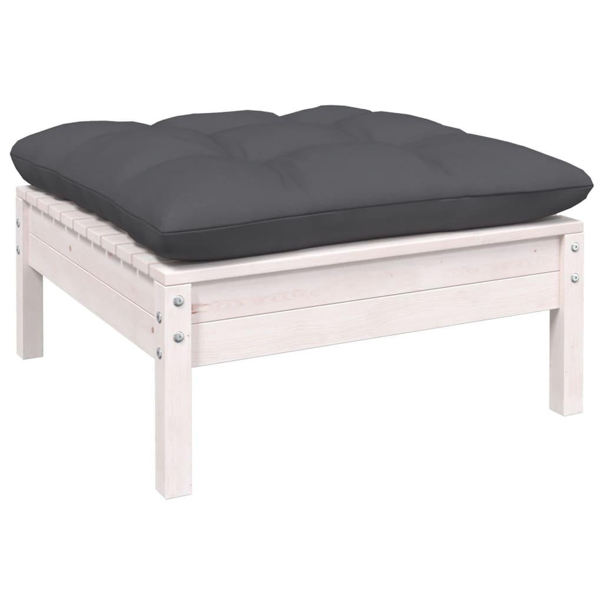 Voir la diapositive 5 : VIDAXL Salon de jardin 8 pcs avec coussins blanc bois de pin