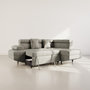 Voir la diapositive 2 : BEST MOBILIER Margaux - canapé d'angle droit 5 places convertible avec coffre et têtières réglables en velours texturé