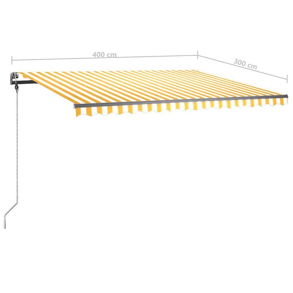 VIDAXL Auvent manuel retractable avec LED 400x300 cm Jaune et blanc