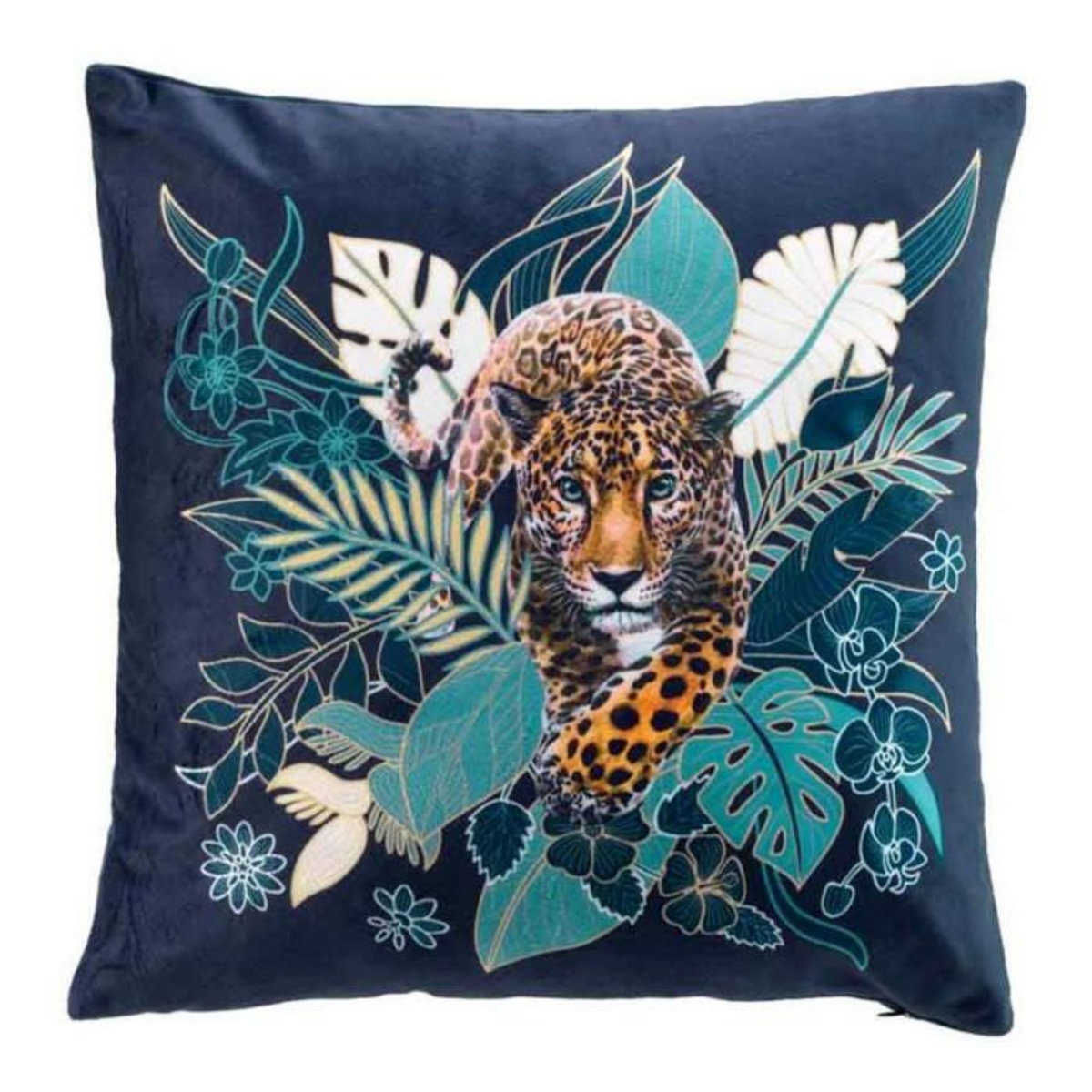 Paris Prix Housse de Coussin Imprimée  Felina  40x40cm Bleu