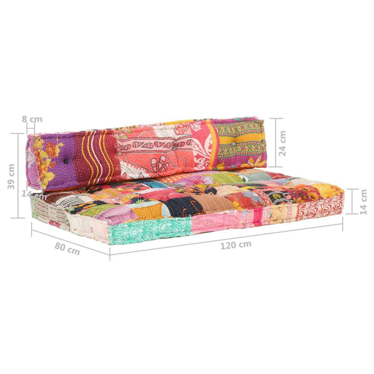 VIDAXL Coussin de canape palette Multicolore Tissu Patchwork