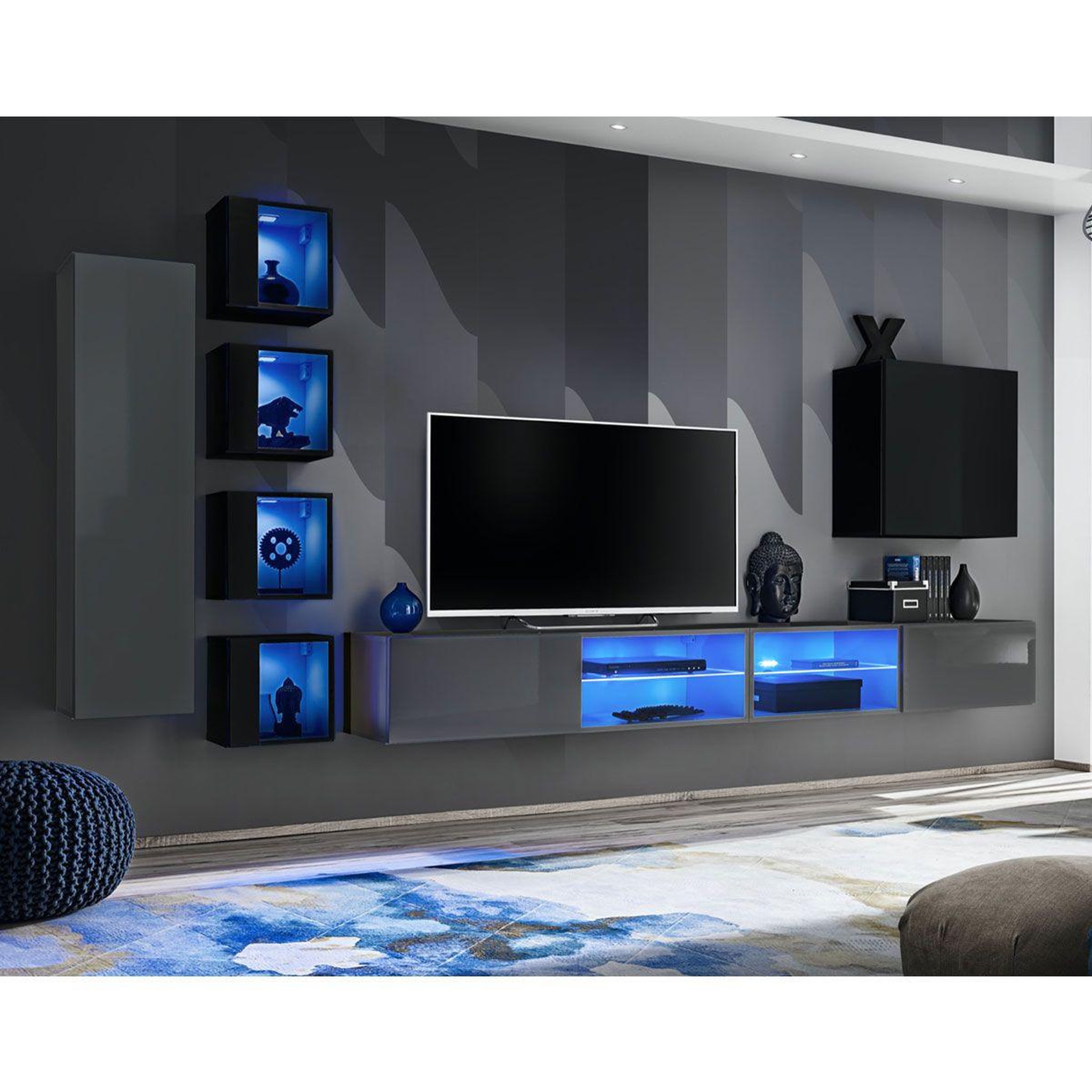 Voir la diapositive 1 : Paris Prix Ensemble meuble tv  switch xxvi  320cm gris & noir