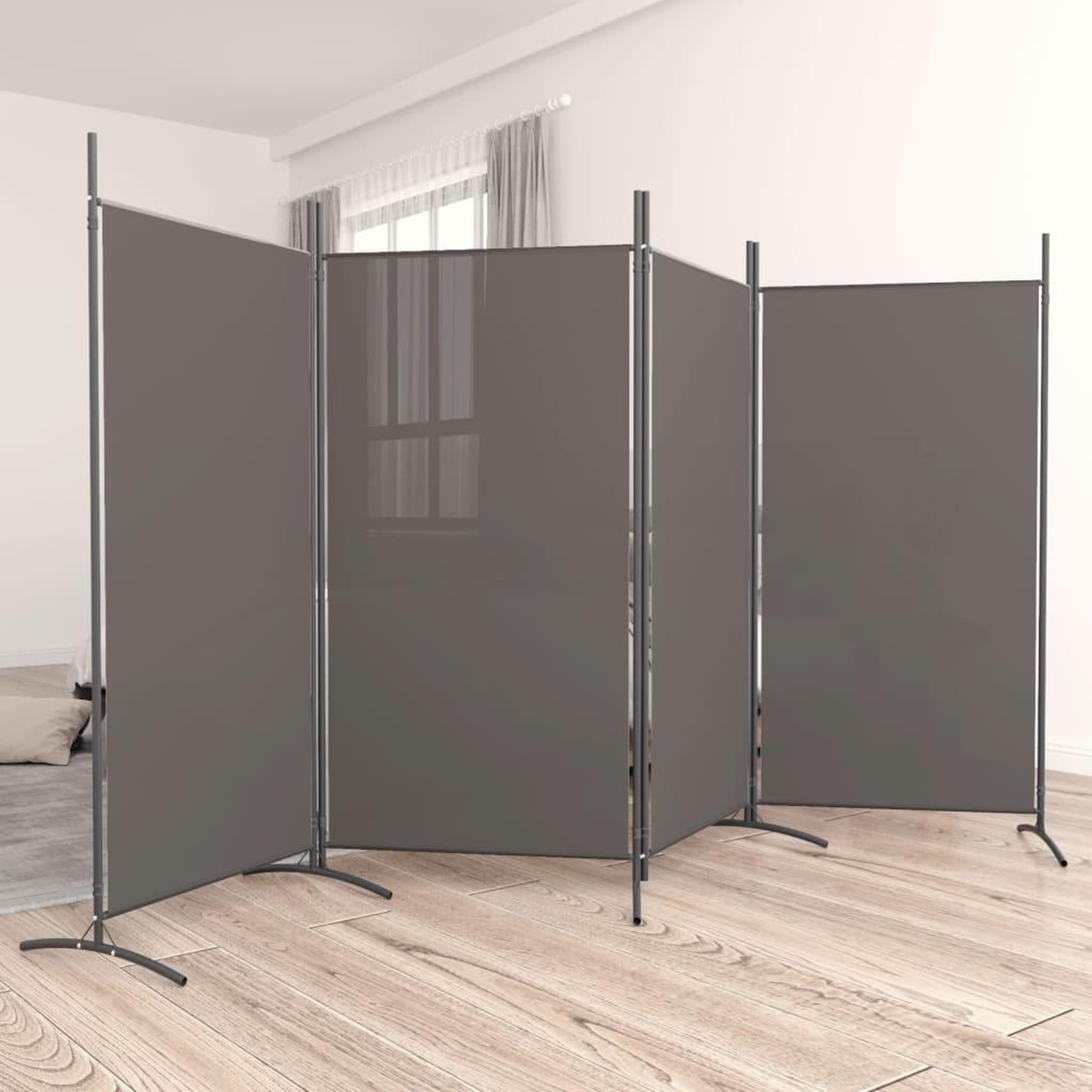 Voir la diapositive 1 : VIDAXL Cloison de separation 4 panneaux Anthracite 346x180 cm Tissu