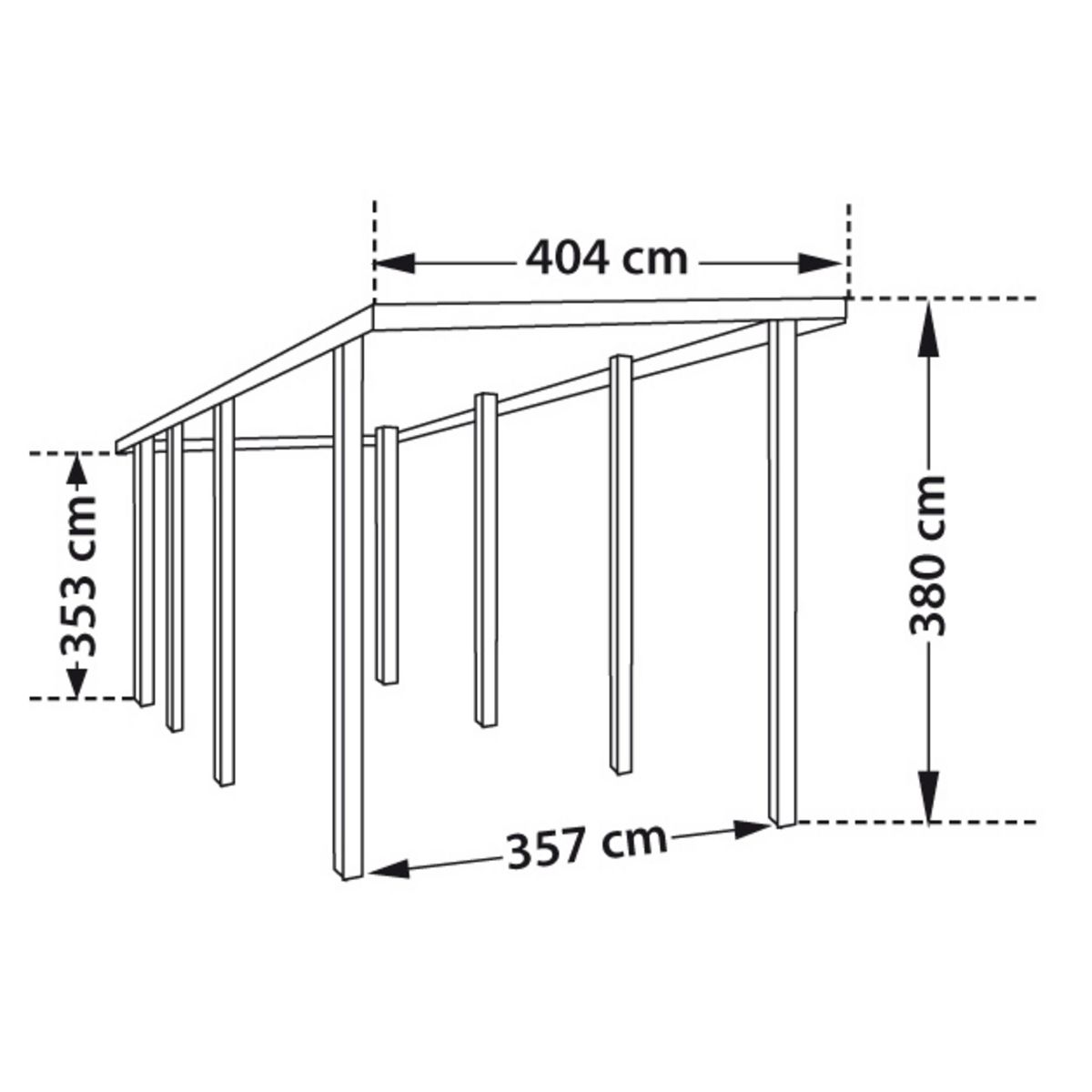 Forest Style Carport Camping Car - Bois traité autoclave - Toit plat - 32,40m² - MADEIRA