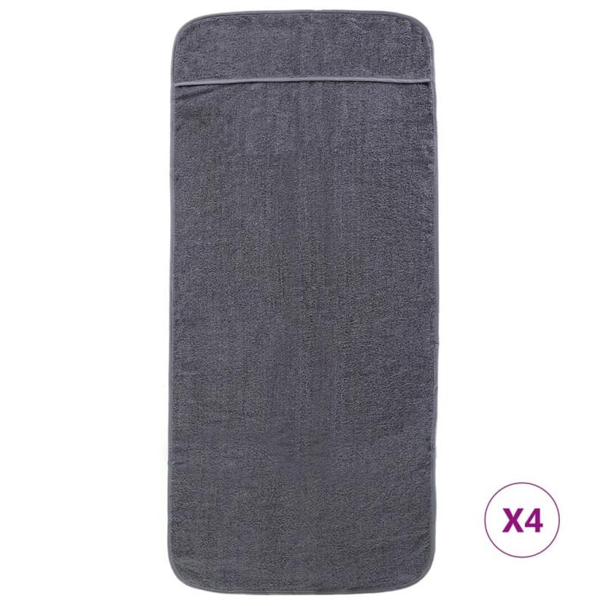 Voir la diapositive 3 : VIDAXL Serviettes de plage 4 pcs anthracite 60x135 cm tissu 400 GSM
