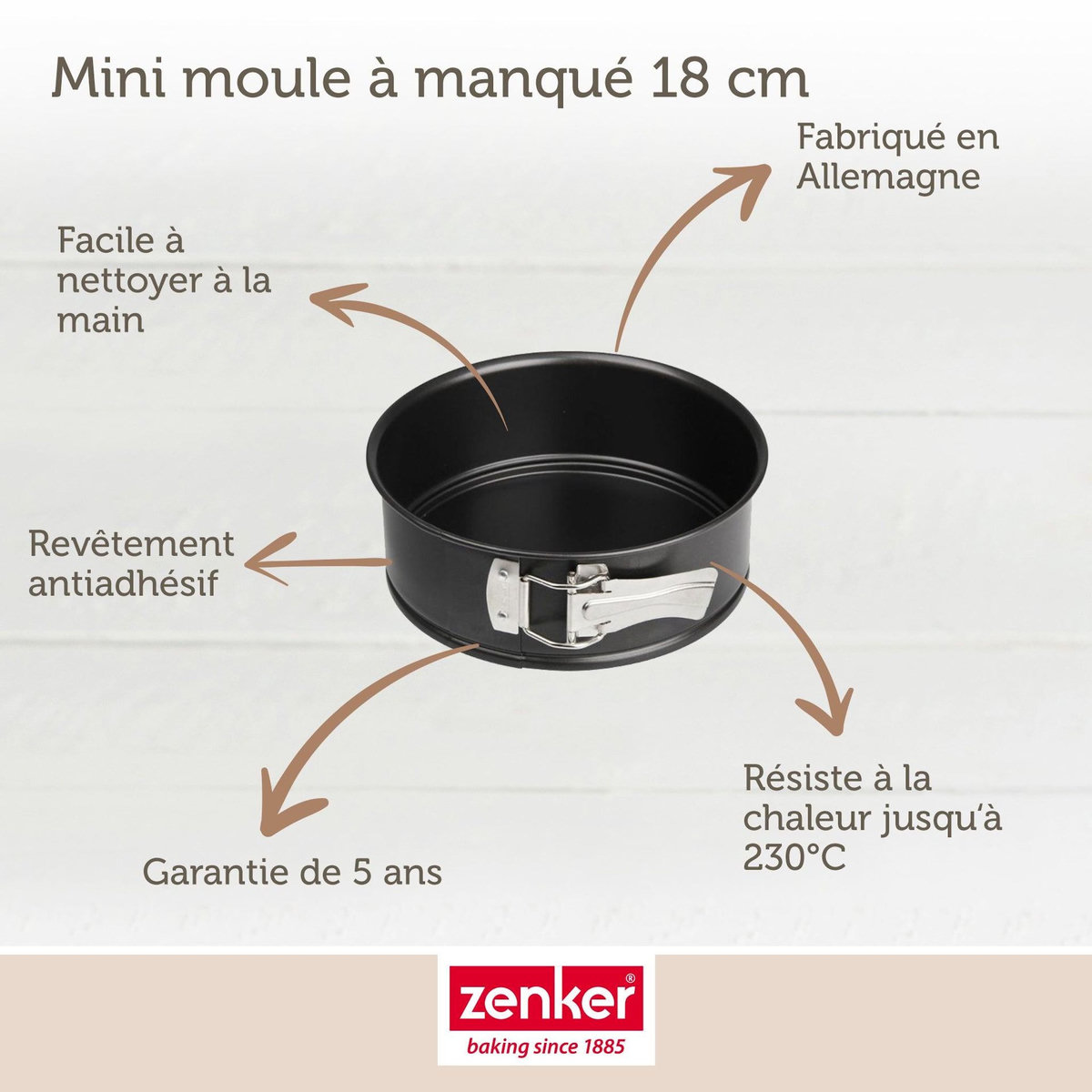ZENKER Set pâtisserie avec mini moule à manqué 18 cm, 2 bols à mixer et 1 spatule Zenker