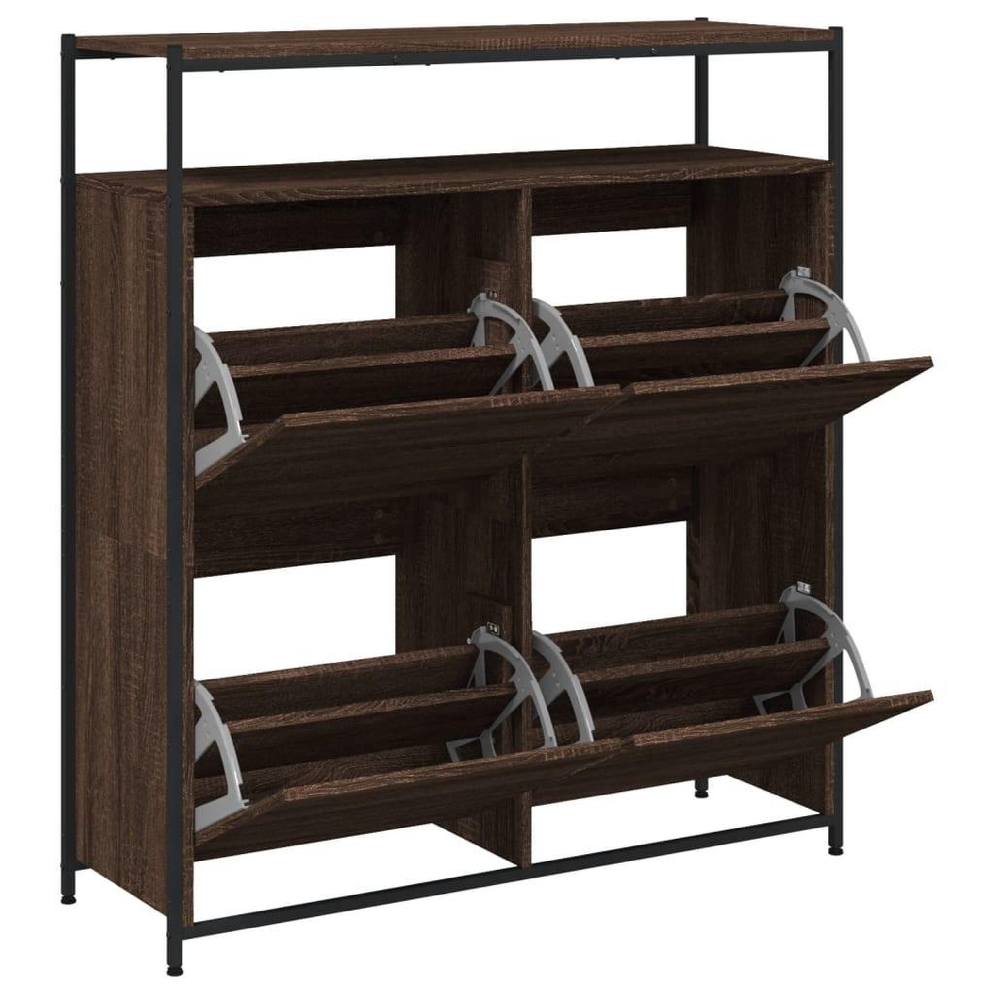 Voir la diapositive 5 : VIDAXL Armoire a chaussures 4 tiroirs rabattables chene marron