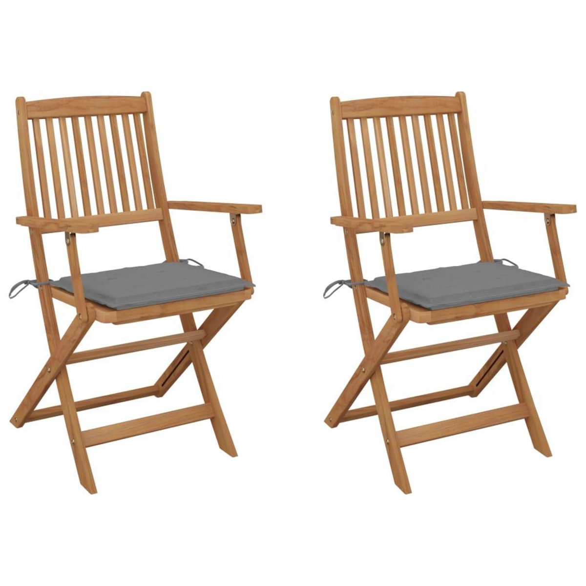 VIDAXL Chaises pliables de jardin lot de 2 avec coussins Bois d'acacia