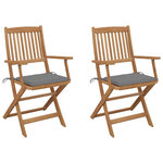 VIDAXL Chaises pliables de jardin lot de 2 avec coussins Bois d'acacia