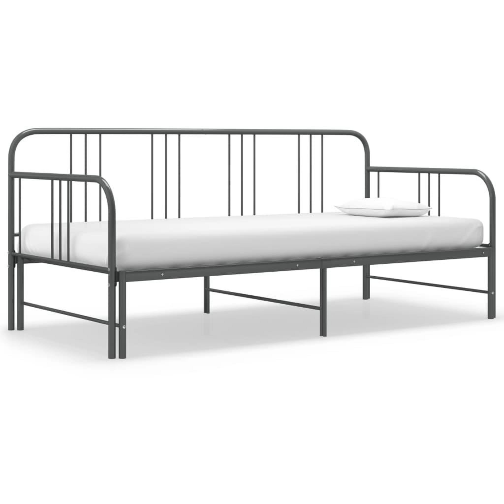 VIDAXL Cadre de canape-lit extensible Gris Metal 90x200 cm