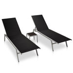 VIDAXL Chaises longues lot de 2 avec table acier et textilene noir