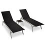 Voir la diapositive 1 : VIDAXL Chaises longues lot de 2 avec table acier et textilene noir