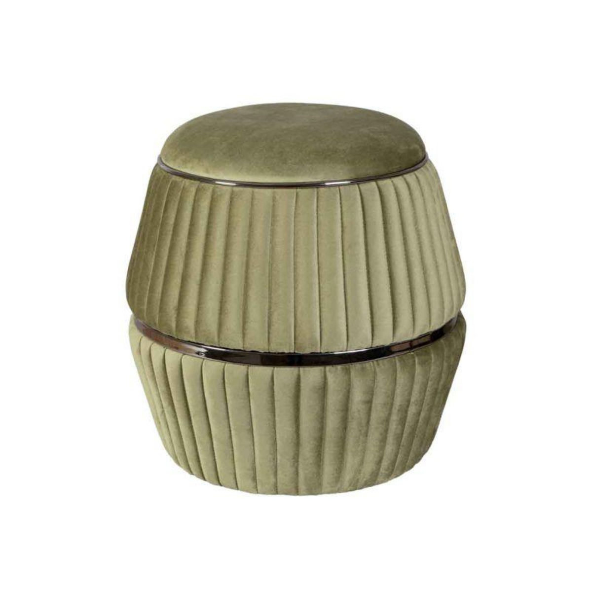 Paris Prix Pouf Rond Design  Doric  53cm Vert & Gris