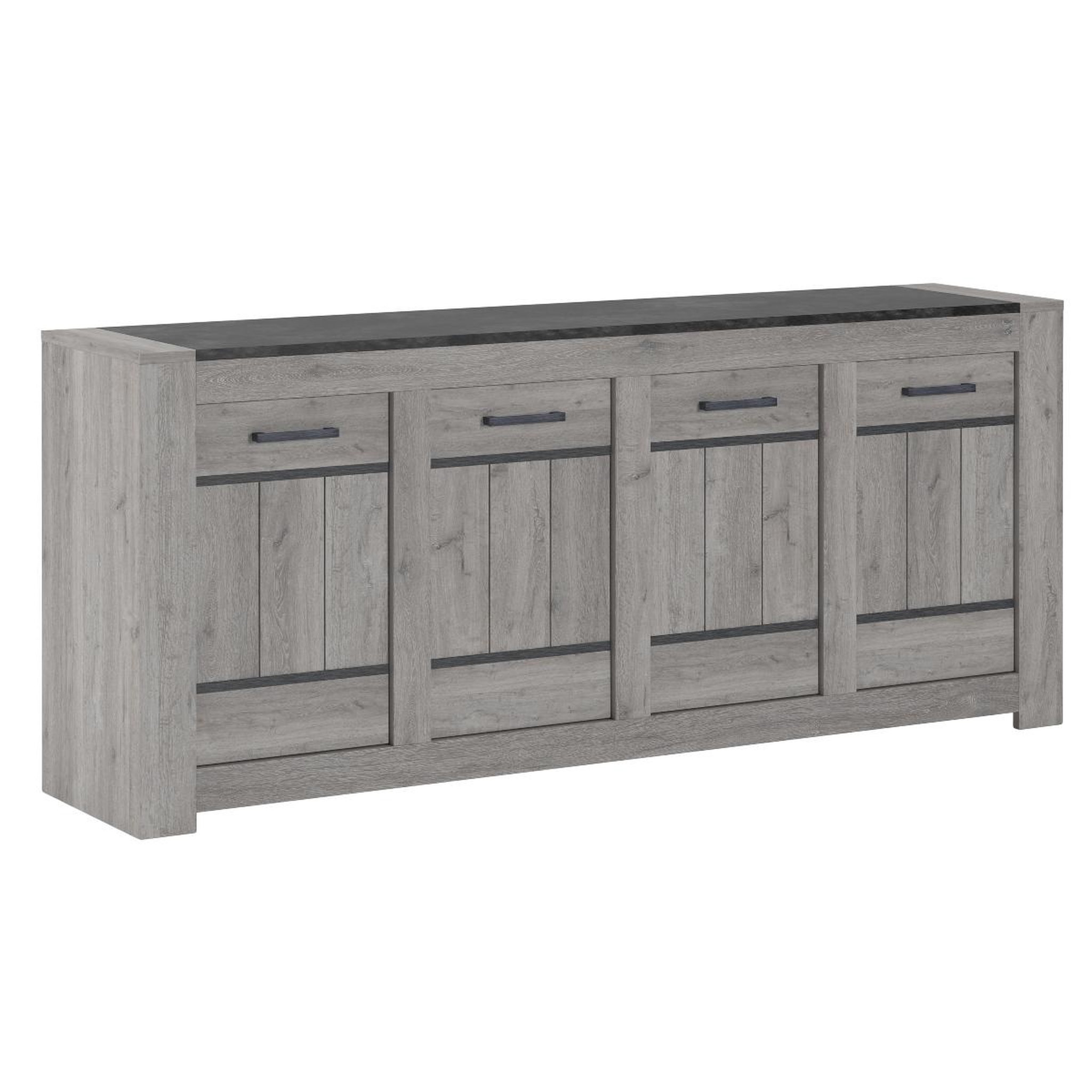 JLC KREATION Buffet bas moderne chêne gris 4 portes MAYA