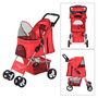 Voir la diapositive 6 : PAWHUT Poussette buggy pour chiens 75L x 46l x 94H cm pliable imperméable tissu 600D Oxford 4 roues rouge