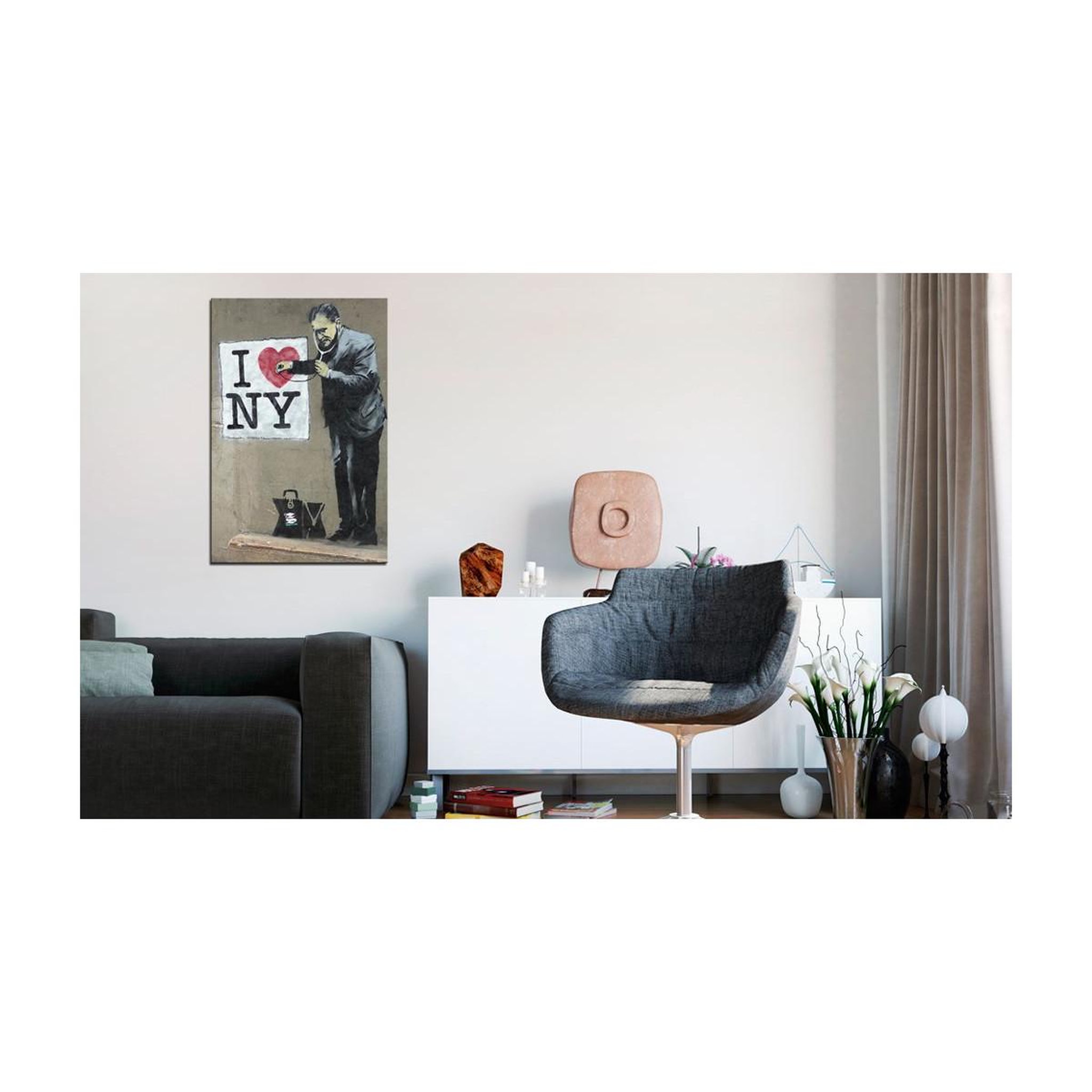Voir la diapositive 2 : Paris Prix Tableau imprimé  i love new york - banksy