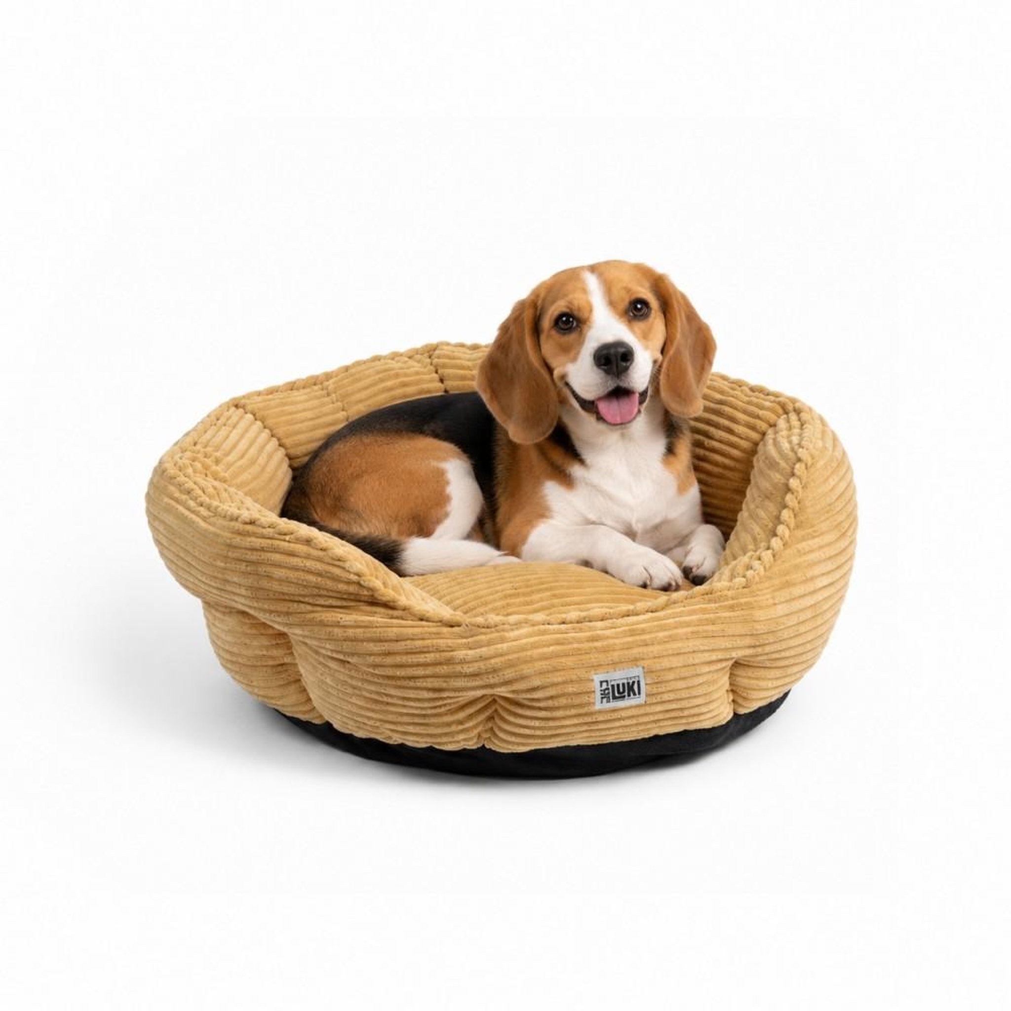 Voir la diapositive 2 : MON AMI LUKI MON AMI LUKI - Panier rond antidérapant velours côtelé Sable pour chien
