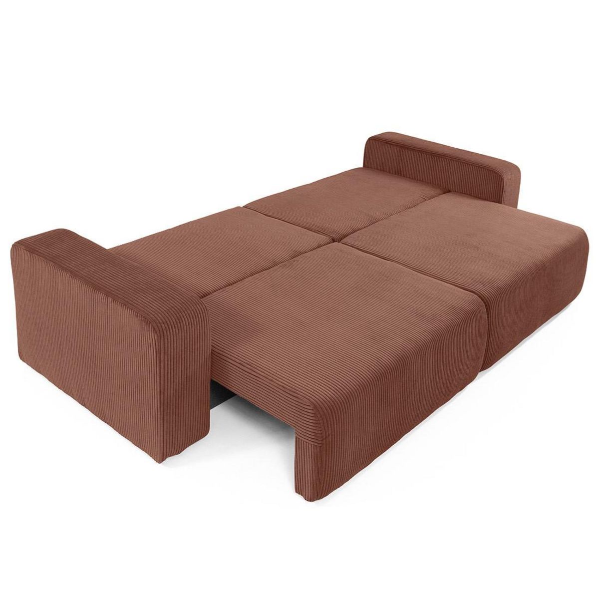 BEST MOBILIER Artemisa - canapé droit 3 places convertible avec coffre en velours côtelé