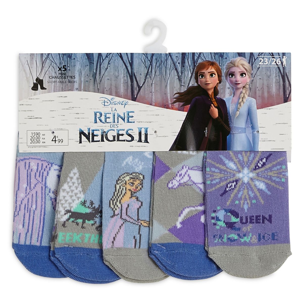 Reine des neiges Lot de 5 paires de socquettes fille