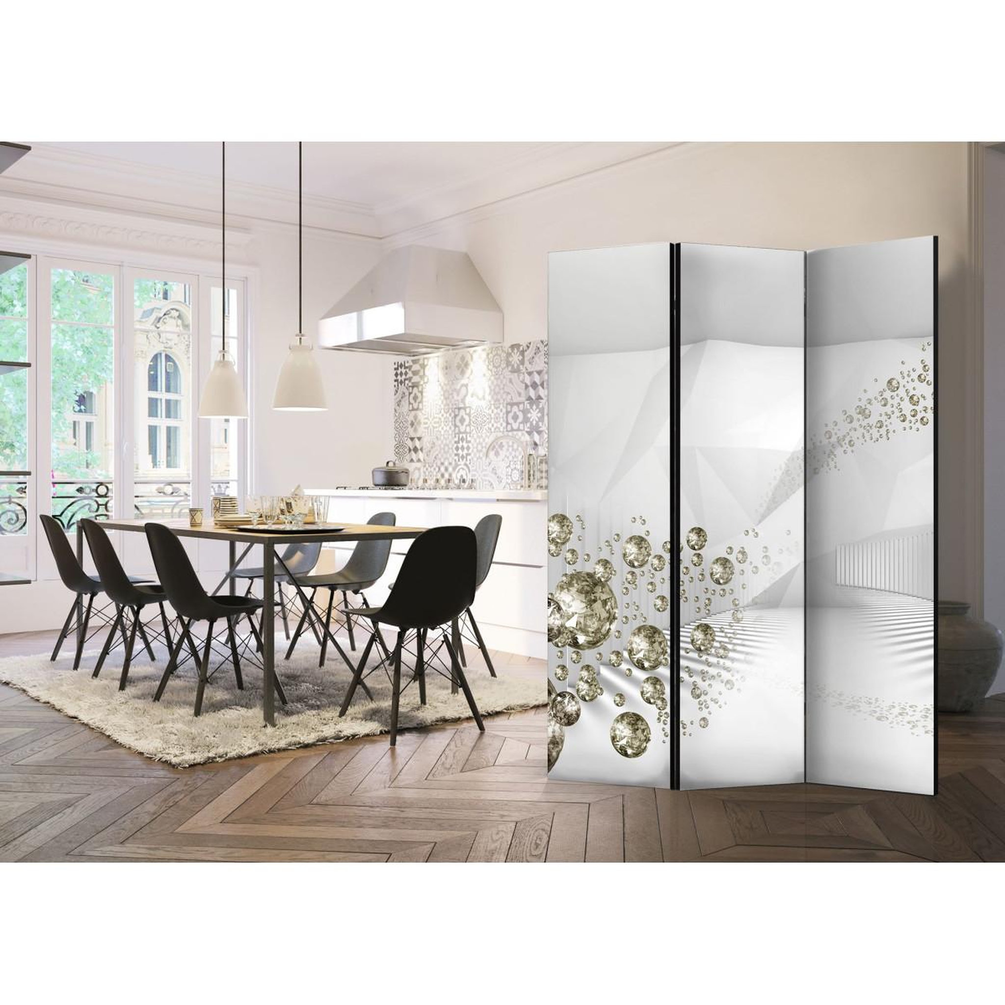 Voir la diapositive 2 : Paris Prix Paravent 3 volets  diamond corridor  135x172cm