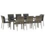 Voir la diapositive 3 : VIDAXL Ensemble a manger de jardin 9pcs et coussins noir et gris
