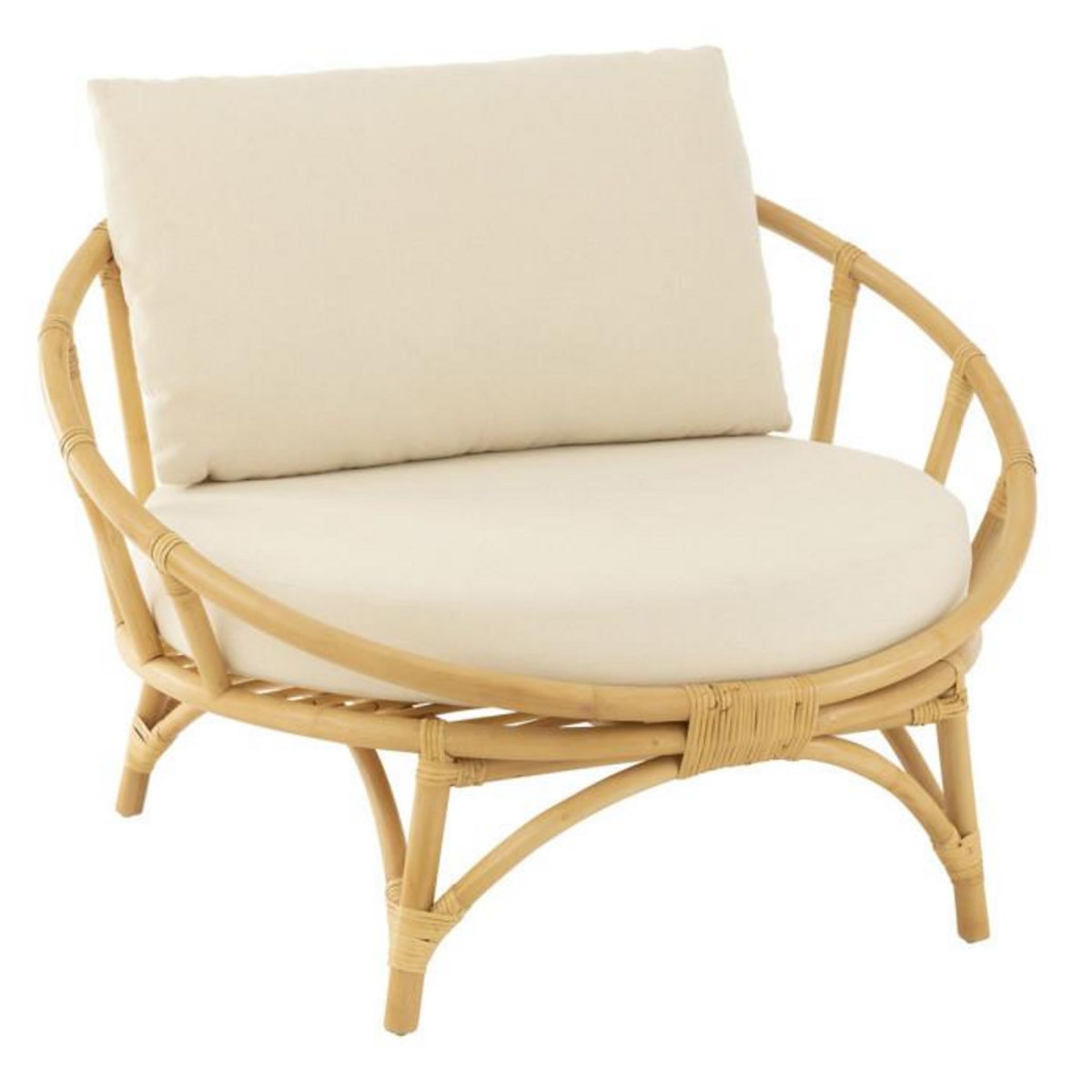 Paris Prix Fauteuil Rond Rotin & Coussin  Howard  98cm Naturel