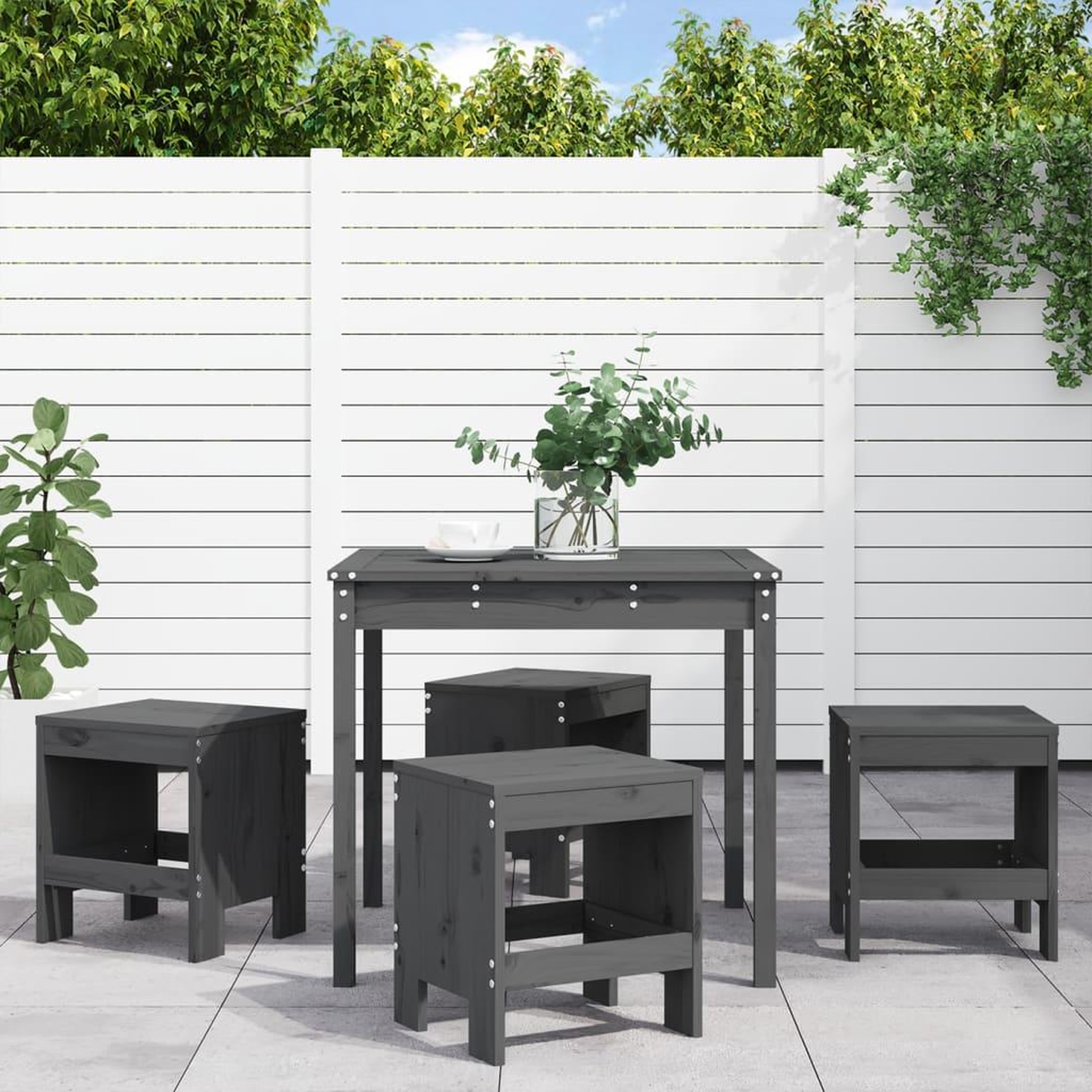 VIDAXL Ensemble a manger de jardin 5pcs gris bois massif de pin