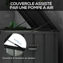 Voir la diapositive 6 : OUTSUNNY Coffre de rangement jardin capacité 450L - vérin à gaz, roulettes, poignée - acier PP anthracite