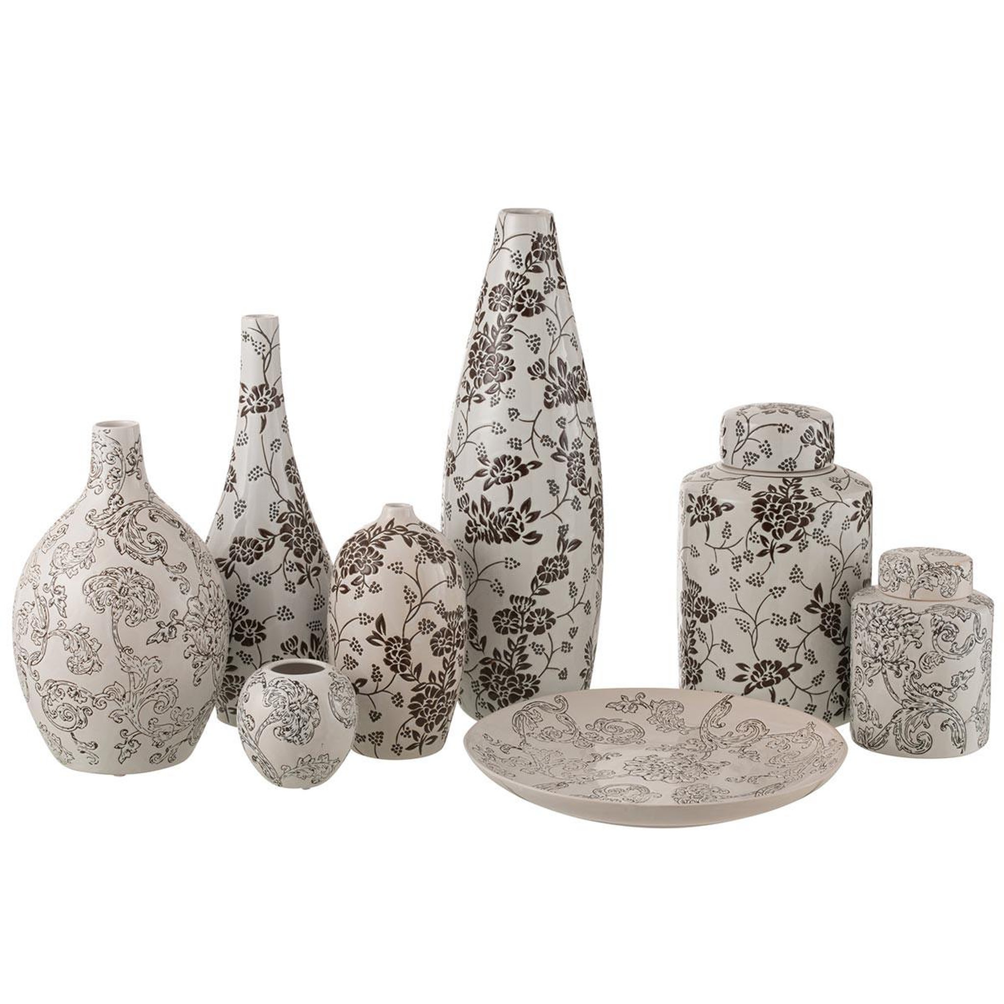 Voir la diapositive 2 : J-LINE Vase déco en porcelaine  zen  24cm noir & blanc