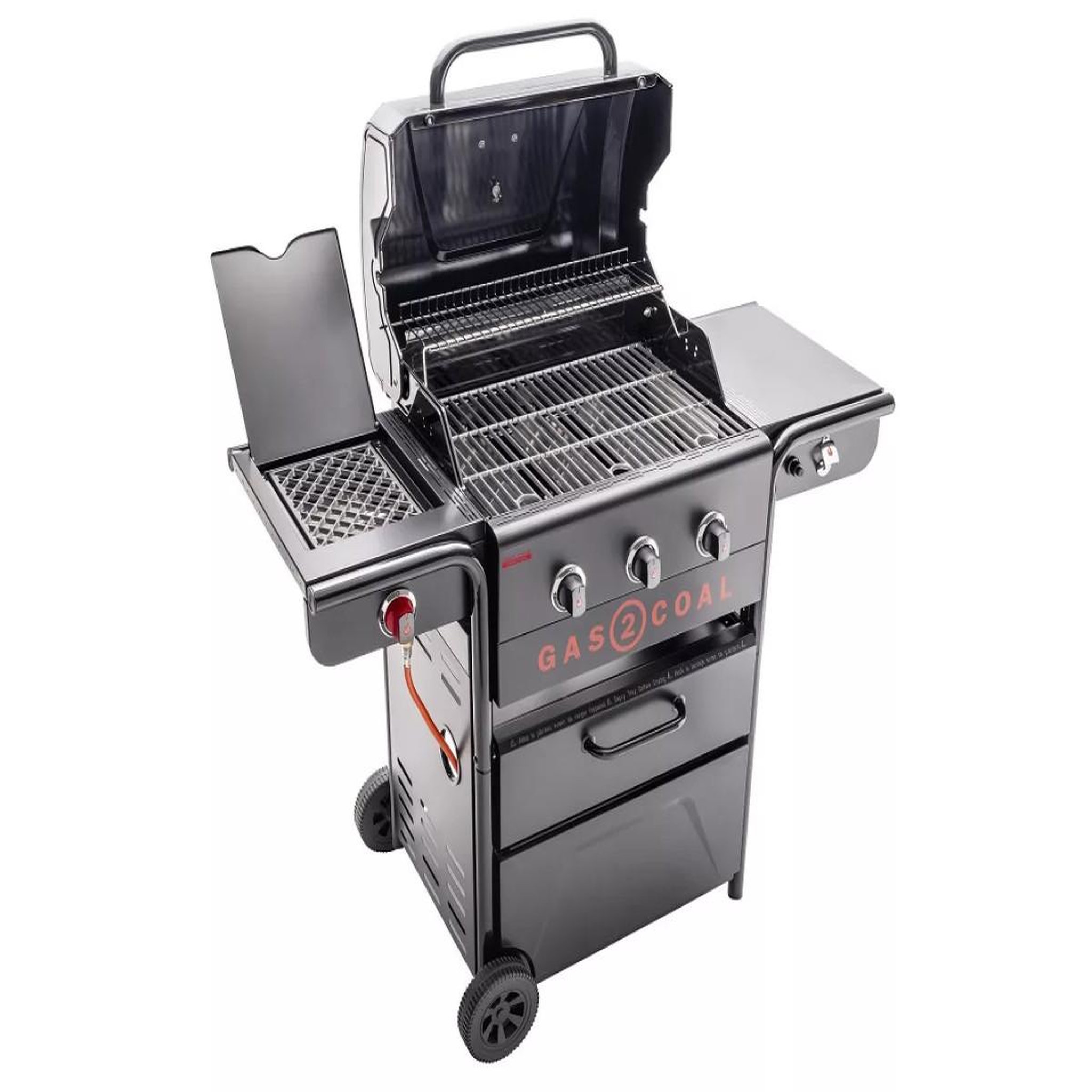 Voir la diapositive 6 : CHAR BROIL Barbecue gaz gas2coal 2.0 special edition,sur chariot, 4 brûleurs dont 1 latéral, surface de cuisson 64 x 45 cm