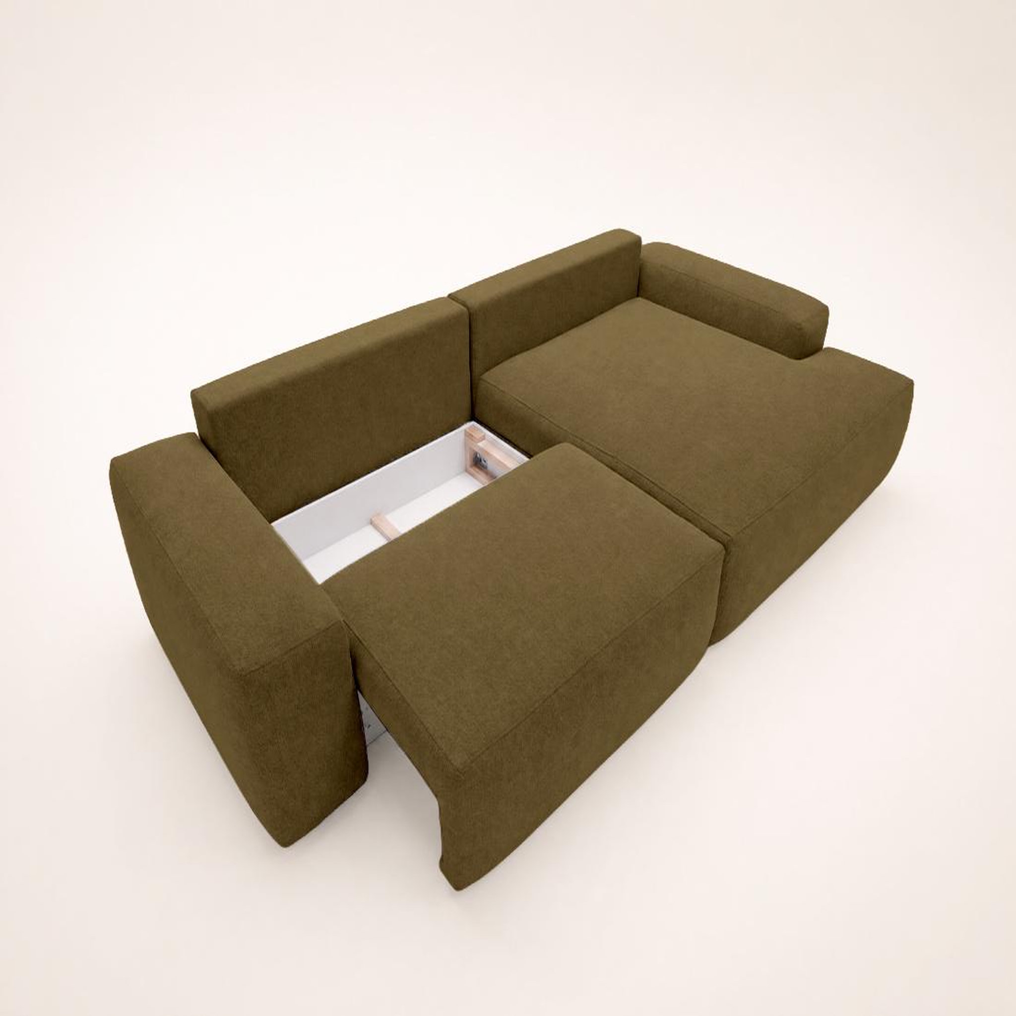 Voir la diapositive 5 : BEST MOBILIER Tama - canapé d'angle droit 4 places convertible avec coffre en tissu