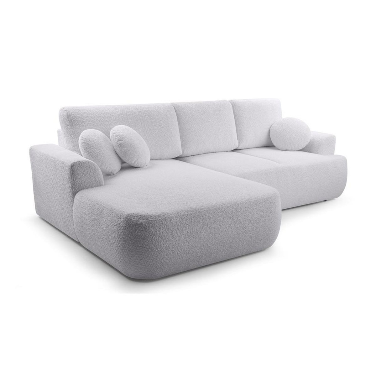 BEST MOBILIER Candela - canapé d'angle gauche 4 places - convertible avec coffre - en tissu bouclette