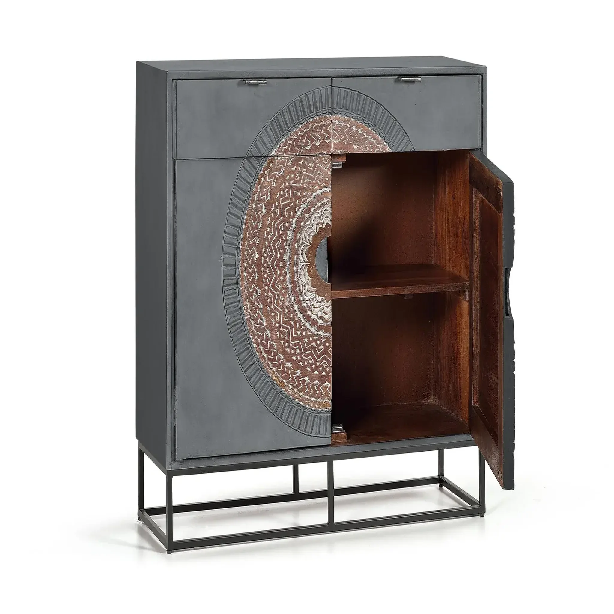 Voir la diapositive 2 : GINER Y COLOMER SL Commode en bois de manguier 100 cm style ethnique contemporain industriel