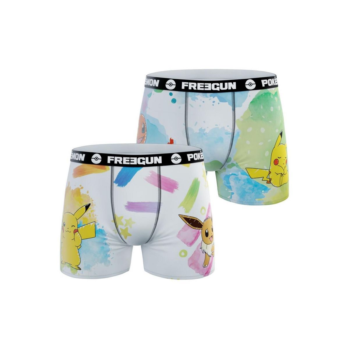 FREEGUN Lot de 2 boxers enfant Pokemon Evoli Salameche