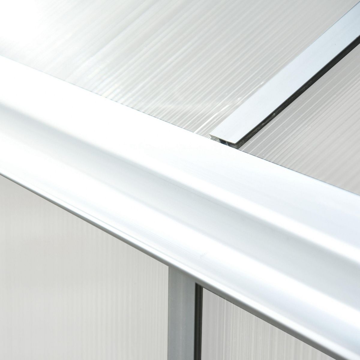 OUTSUNNY Serre de jardin aluminium polycarbonate 5,5 m² dim. 3,03L x 1,83l x 1,95H m fondation lucarne porte loquet
