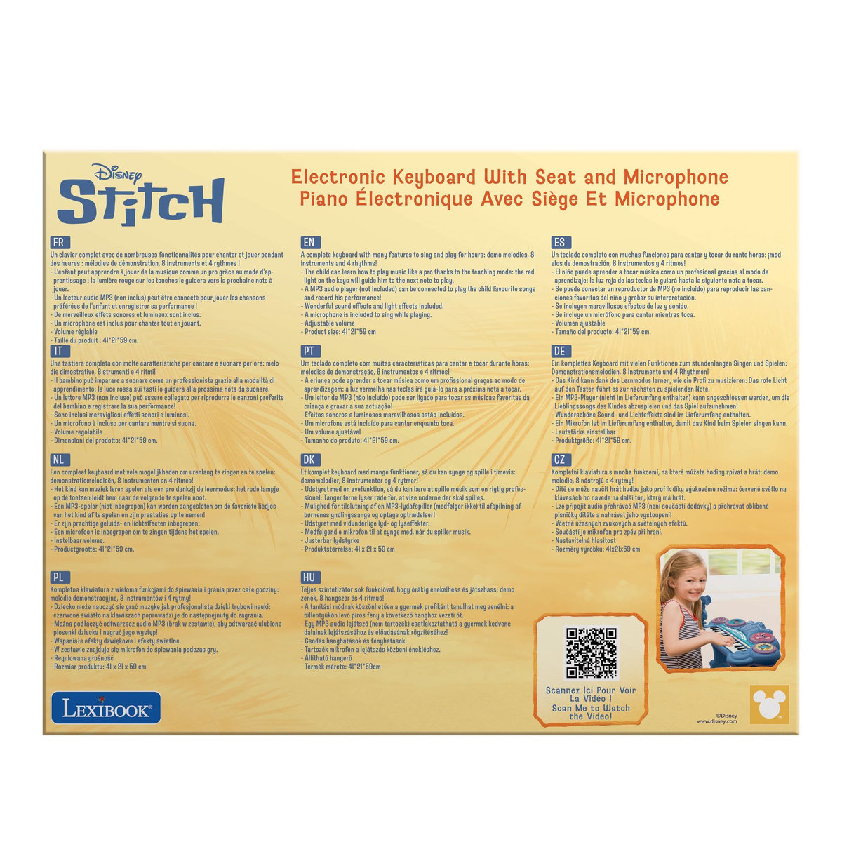 Lexibook Piano électronique Stitch avec siege et microphone