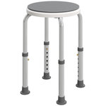 HOMCOM Tabouret de douche siège de douche - hauteur réglable, pivotant 360° - alu PP blanc gris