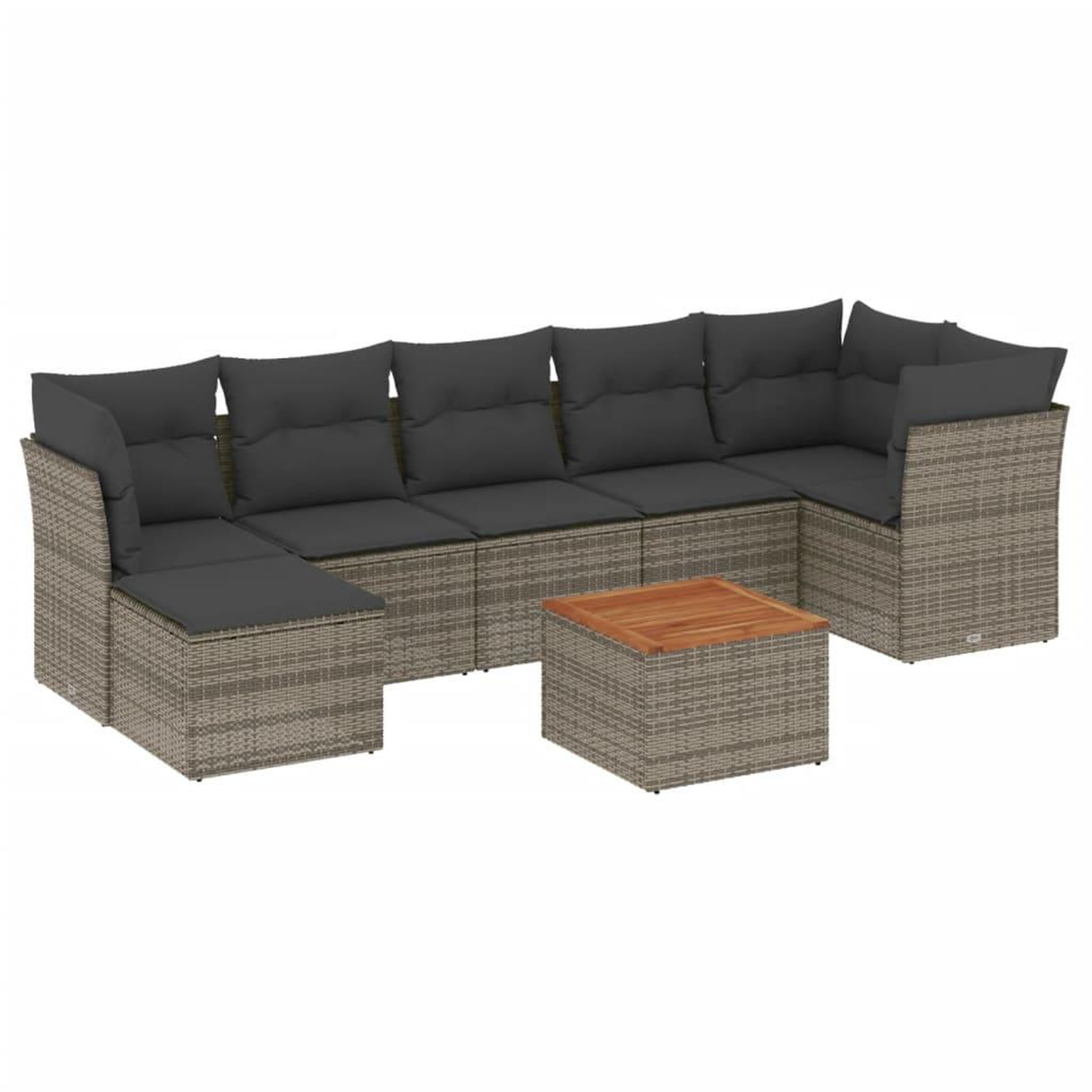 Voir la diapositive 2 : VIDAXL Salon de jardin 8 pcs avec coussins gris resine tressee