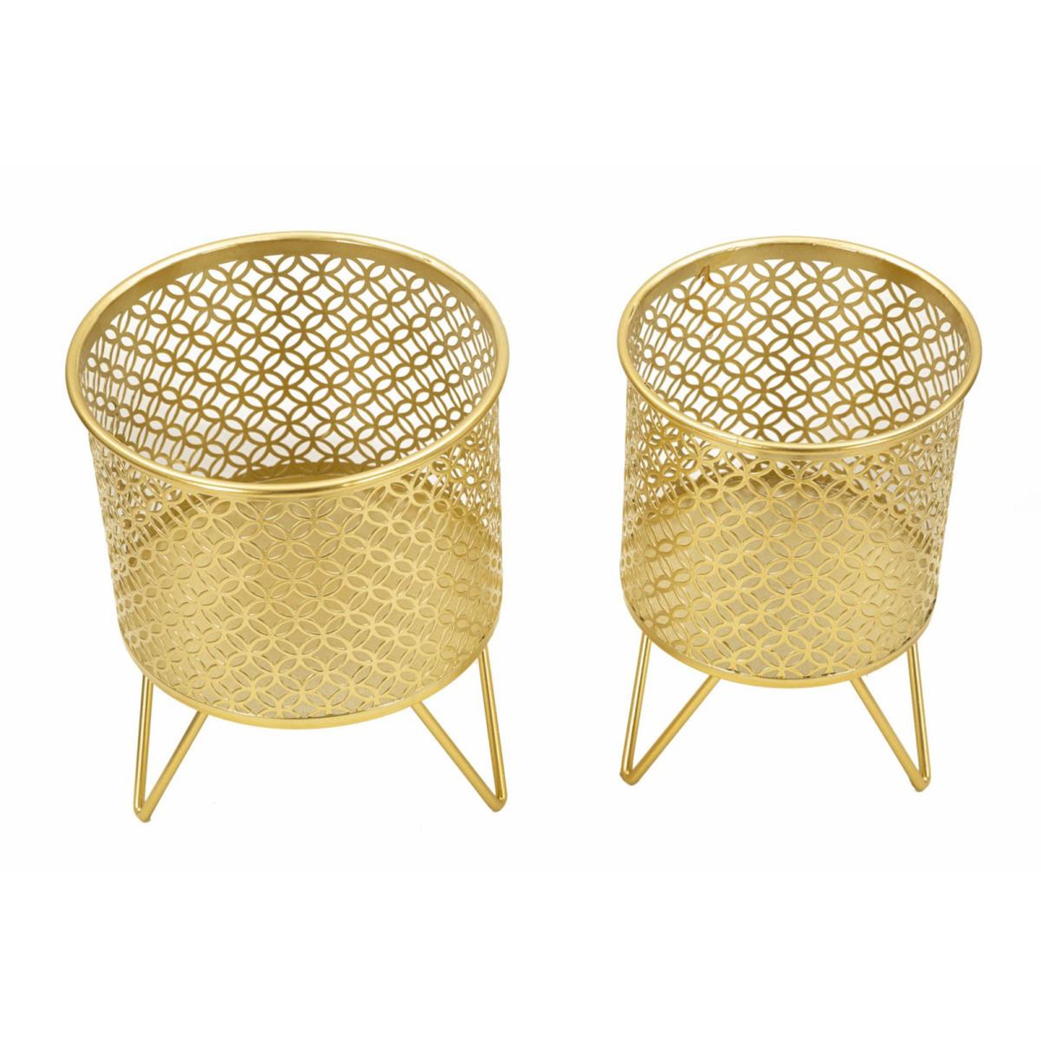 Voir la diapositive 2 : Paris Prix Lot de 2 cache-pots design  ceci  20cm or