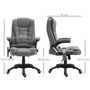 Voir la diapositive 3 : HOMCOM Fauteuil de bureau direction massant chauffant hauteur réglable dossier inclinable toile de lin gris chiné
